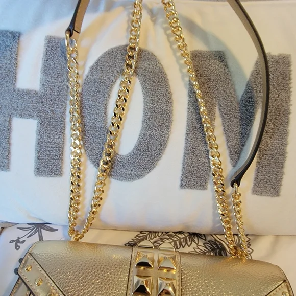 Michael Kors Metallic Gold and White Convertible Crossbody Bag NWT - Picture 5 of 7